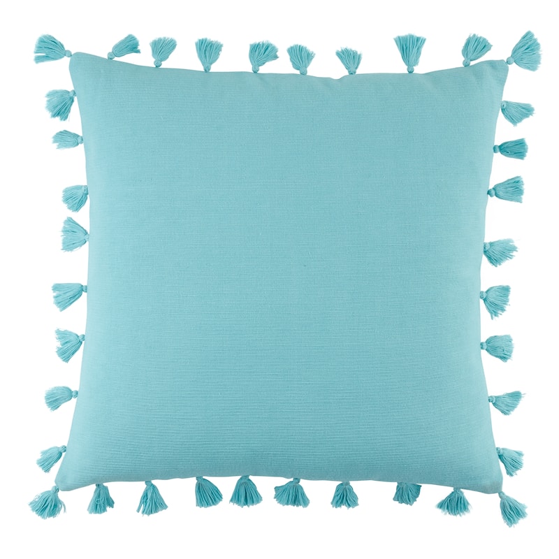 Tassel Design Throw Pillow - Polyester - Turquoise