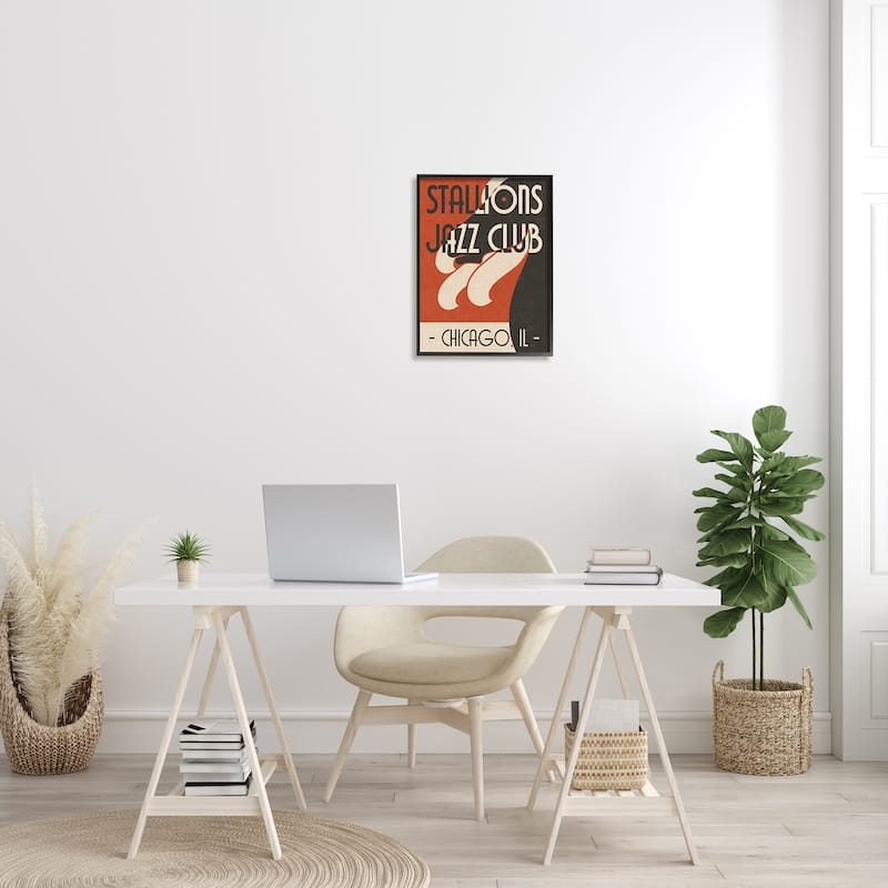 Stupell Stallions Jazz Club Retro Abstract Horse Chicago Illinois Framed Wall Art