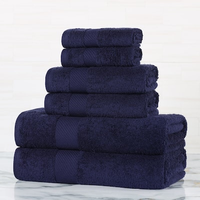 Superior Luxury Solid Highly Absorbent Egyptian Cotton 6 Piece Bath, Face, and Hand Towel Set