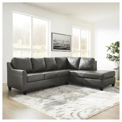 Signature Design by Ashley Valderno Black 2-Piece Sectional with Chaise - 112"W x 87"D x 39"H