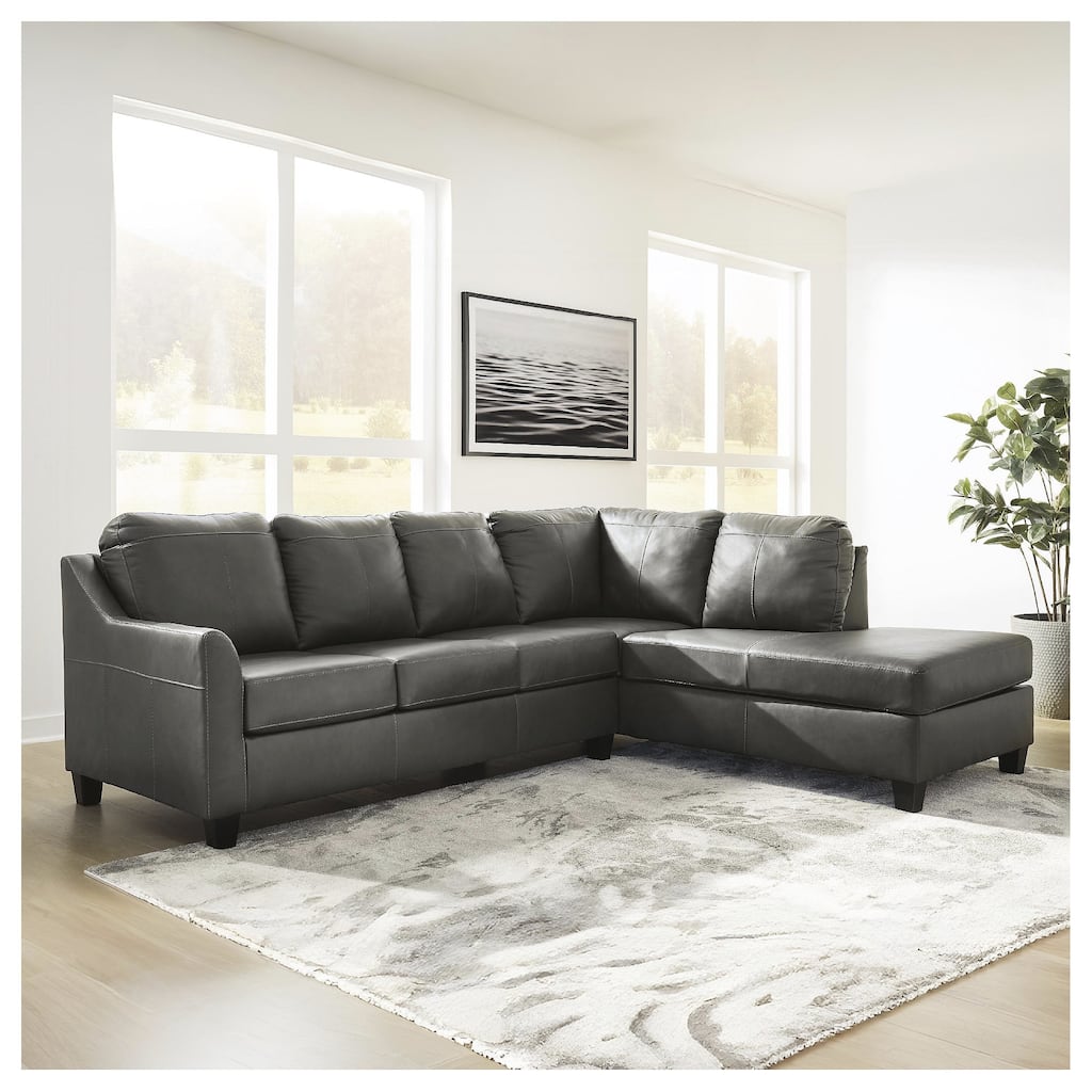 Signature Design by Ashley Valderno Black 2-Piece Sectional with Chaise - 112"W x 87"D x 39"H