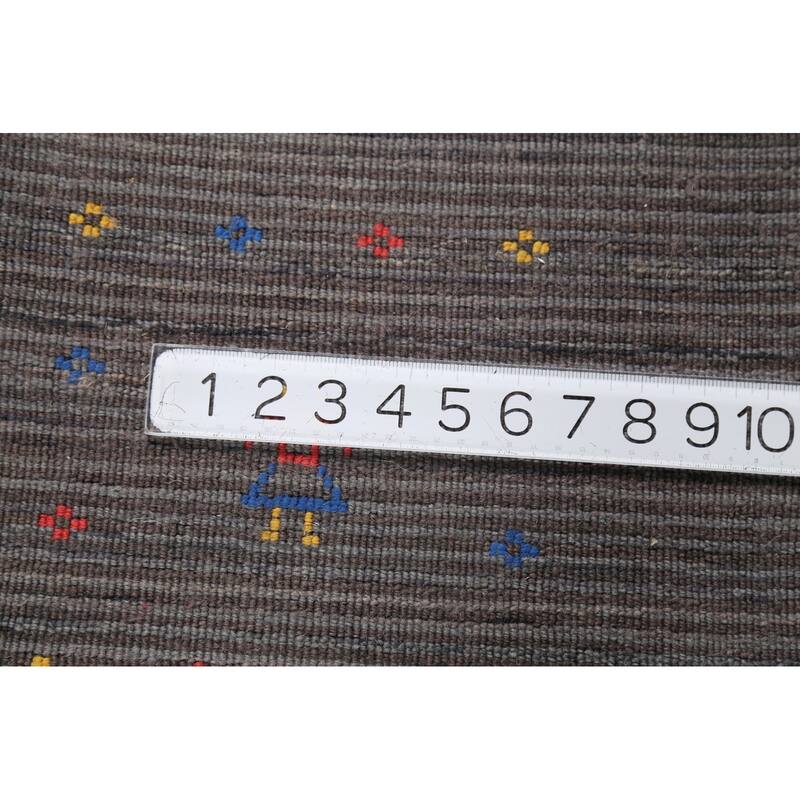 Striped Gabbeh Square Area Rug Handmade Wool Carpet - 9'10"x 9'7"