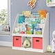 preview thumbnail 15 of 14, RiverRidge Kids Playroom Bookrack with 3 Toy Organizer Cubbies and 4 Book Shelves - White with Optional Bins White with 2 Coral Bins