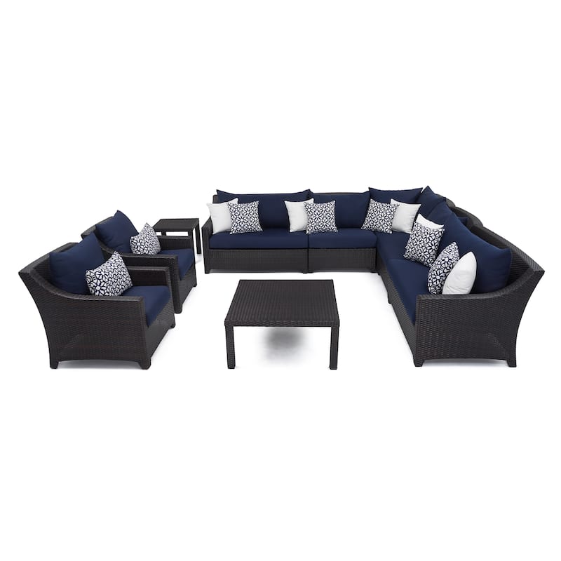 Deco 9 Piece Sunbrella Outdoor Patio Sectional & Club Set