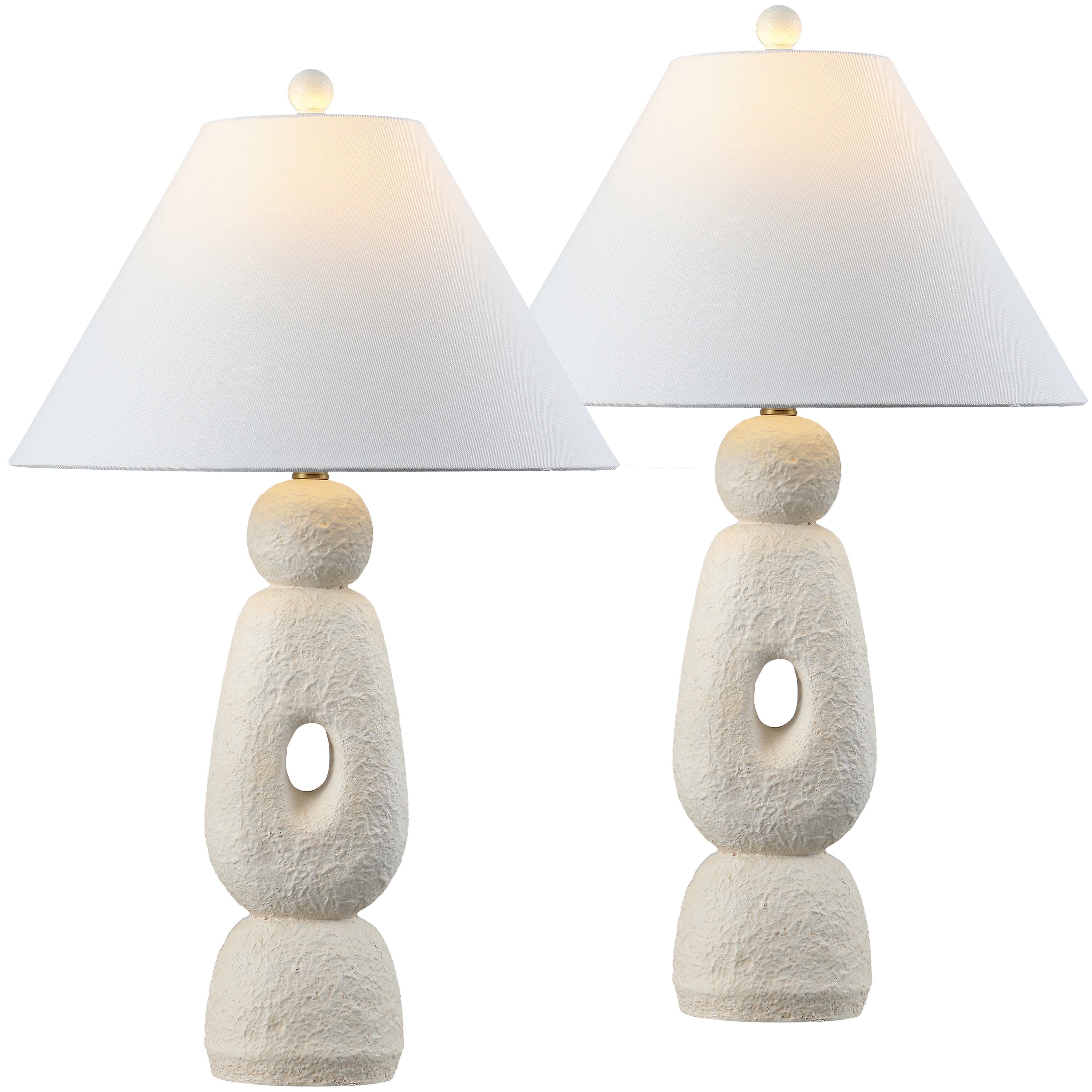 JONATHAN Y Henge 28" Organic Resin/Metal Stacked LED Table Lamp, (Set of 2)
