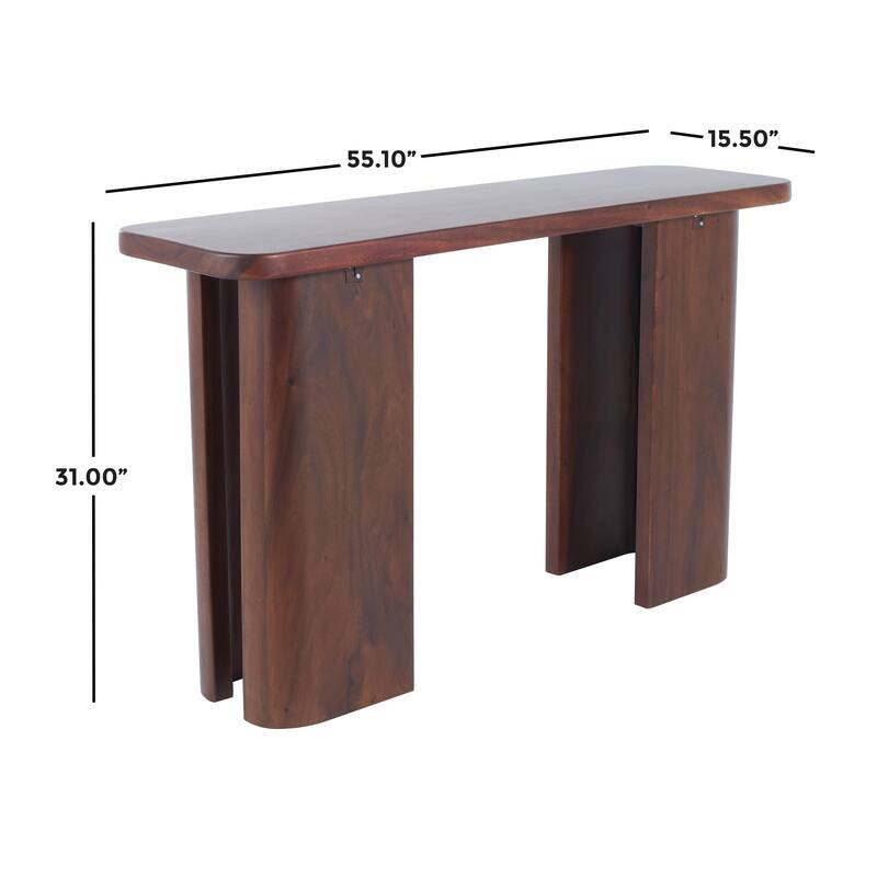 Wood Rectangular Console Table with Curved Legs Panels - Dark Brown - Roche River Decor
