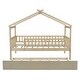 preview thumbnail 11 of 11, Wooden Twin Size Creativity House Bed with Twin Size Trundle and Headboard, Spacious Storage