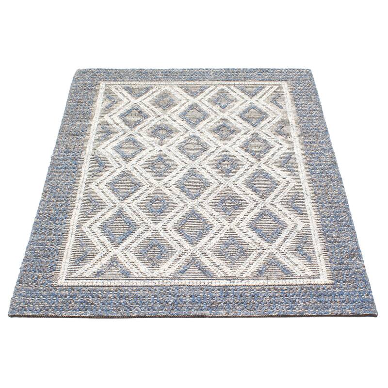 ECARPETGALLERY Braid weave Sienna Navy Wool Rug - 5'2 x 7'3