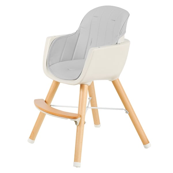 Shop Babyjoy 3 In 1 Convertible Wooden High Chair Baby Toddler Highchair W Cushion Graybeigeyellow Overstock 31000841