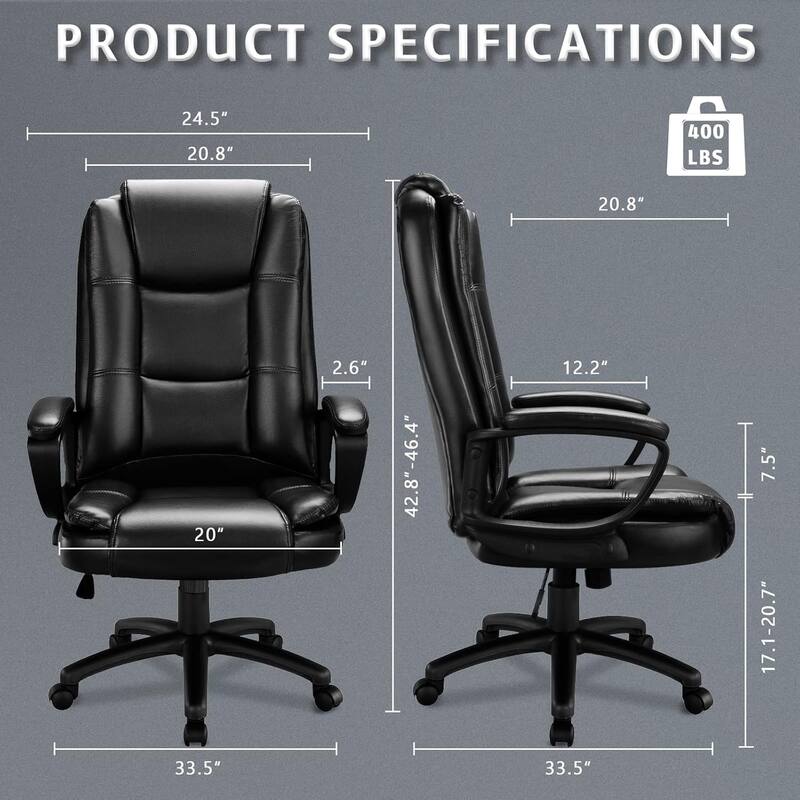 Bossin Big and Tall Office Chair High Back Executive Chair Ergonomic Adjustable Executive Leather Chair,400lbs