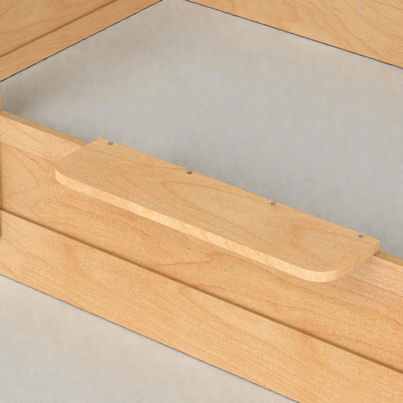 Kids House Floor Bed with Guardrails and Roof, Built-in Tray and Signboard, Montessori Floor Bed for Toddlers