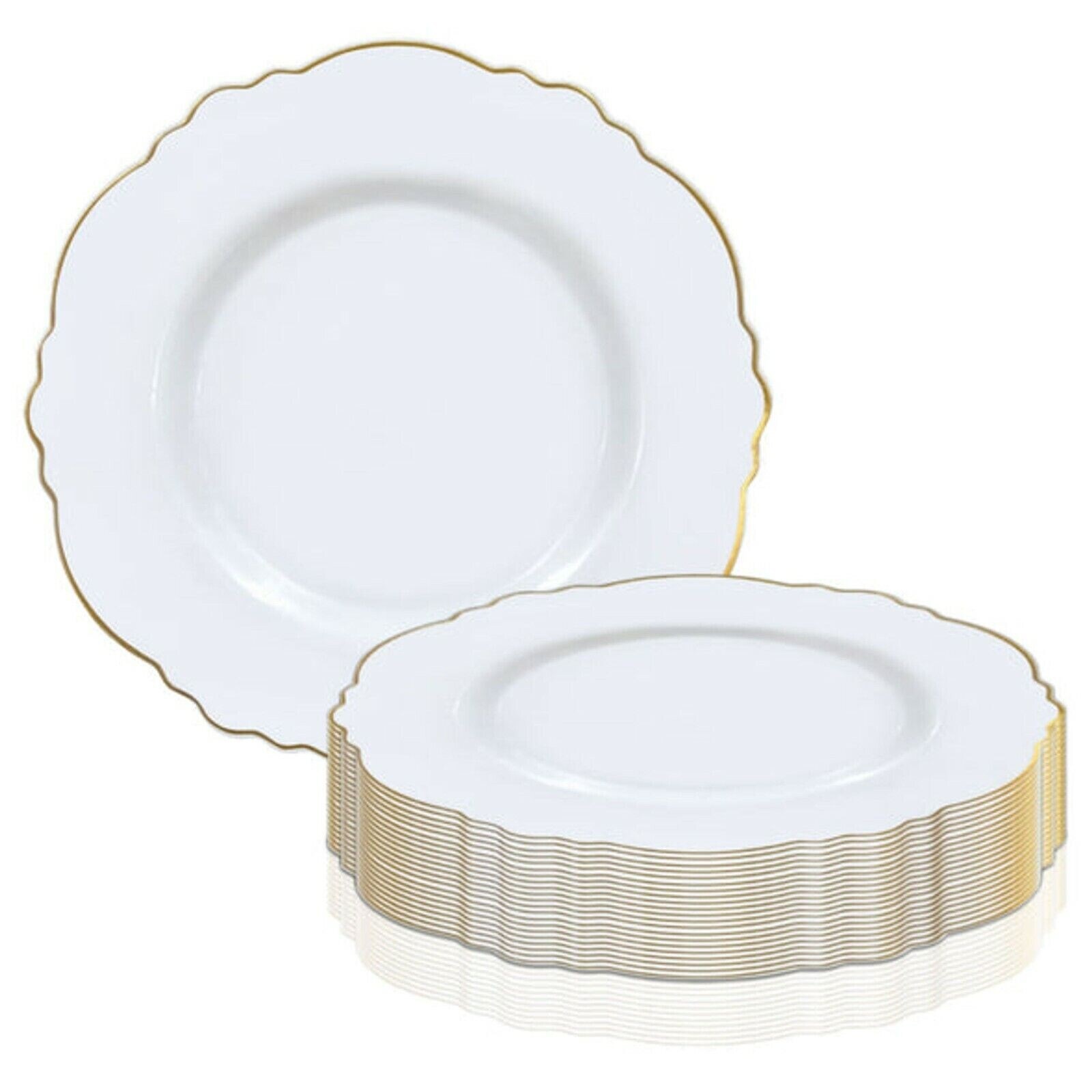 120Pcs Disposable Plastic Salad Plates Set 7.5 Inch White