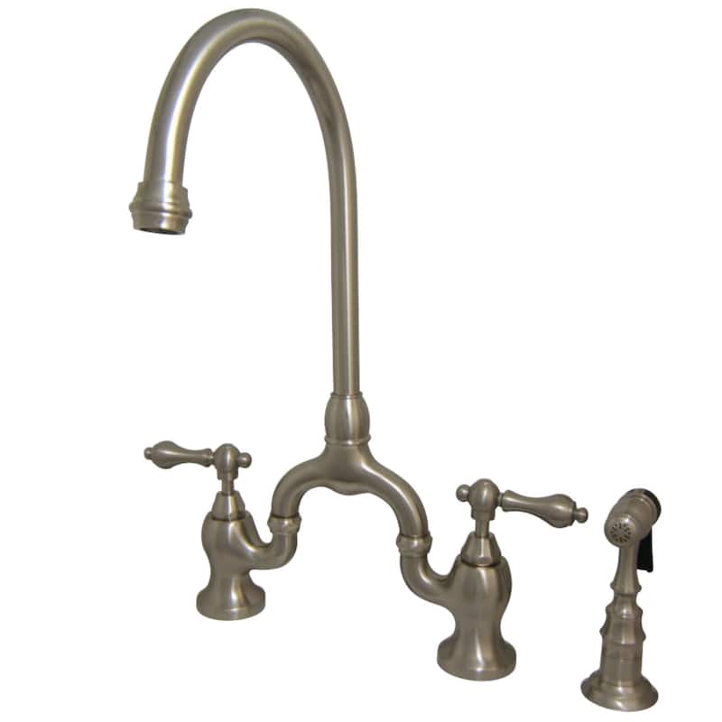 Kingston Brass English Country 1.8 GPM Bridge Kitchen Faucet - - Brushed Nickel
