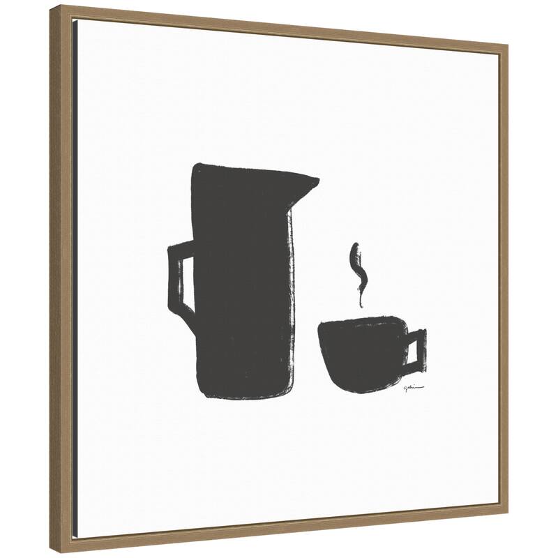 Kate and Laurel Coffee by Gabrielly Guedes Framed Canvas Wall Art Print - 22x22 - Gold