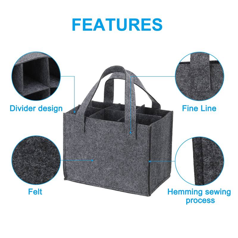 6 Bottle Wine Carrier Tote Bag, 2 Pack Wine Bottle Carrying Bag