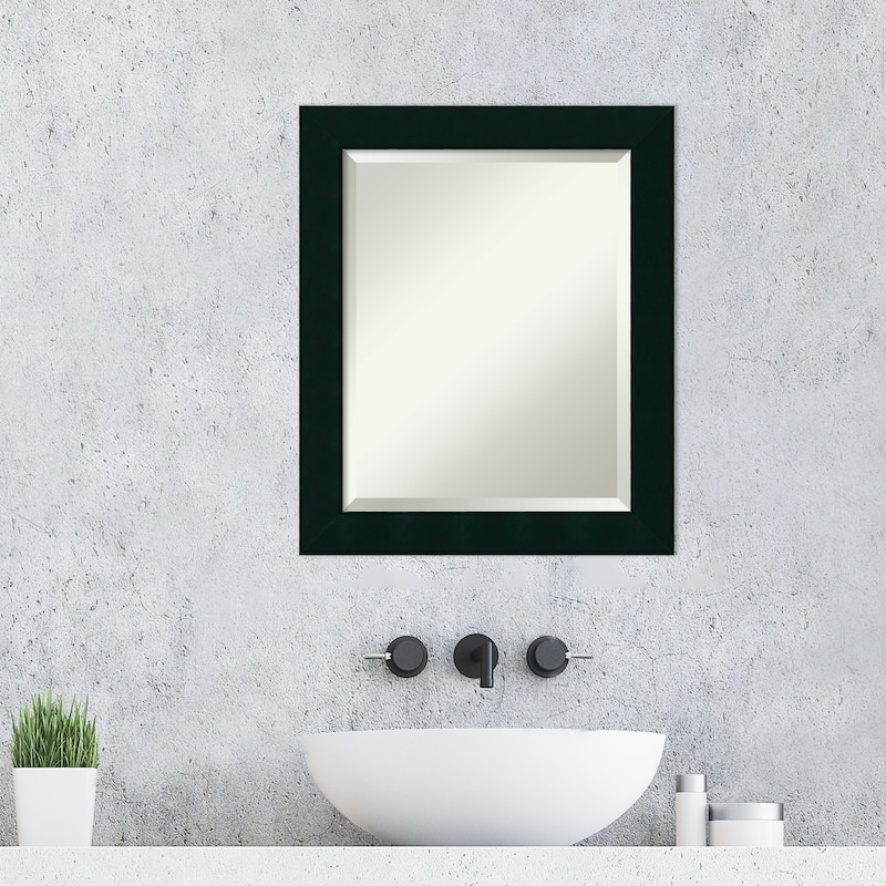 Beveled Wood Bathroom Wall Mirror - Tribeca Black Frame