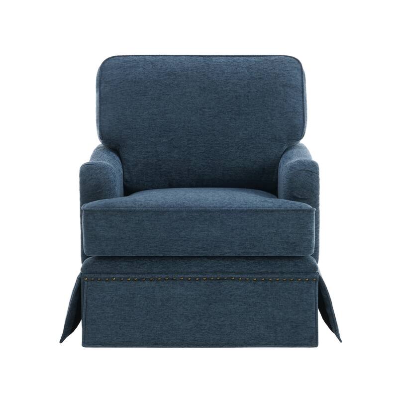 Modern Chenille Swivel Armchair and Storage Ottoman