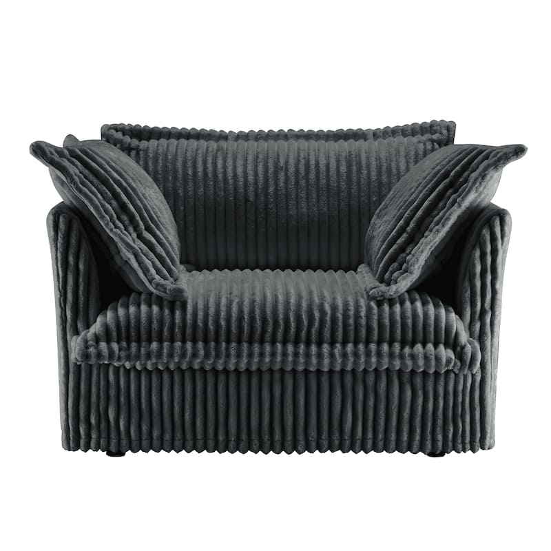 Leisure Armchair with Removable Covers, Accent Chair with Deep Seat, Lounge Chair with High Back Pillows, Set of 2