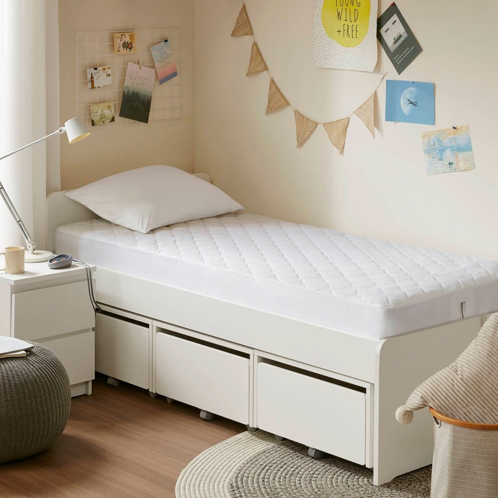 Beautyrest Heated Microfiber Mattress Pad with 3M Scotchgard - White