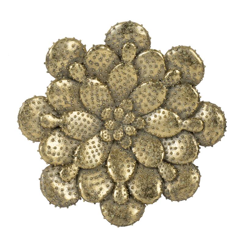 Modern Piece Succulent Wall Decor with Gold Finish Unique Textured Design, for Home and Office Decor