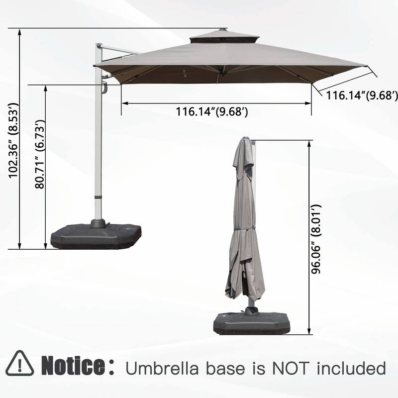 Aluminum Patio Umbrella - 360° Rotation, Hydraulic Lift
