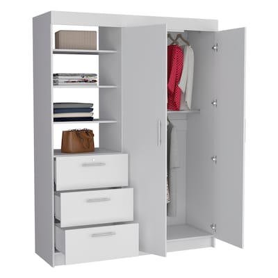 3 Drawers Armoire, Double Door, 3-Tier Shelf