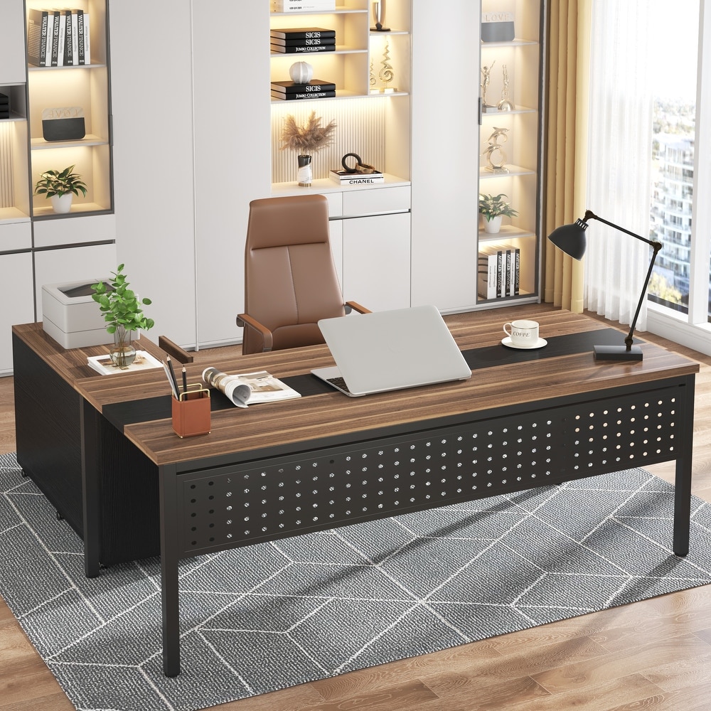 63 Computer Desk with Monitor Stand, Ergonomic Home Office Desks with  Drawers File Cabinet - On Sale - Bed Bath & Beyond - 37701856