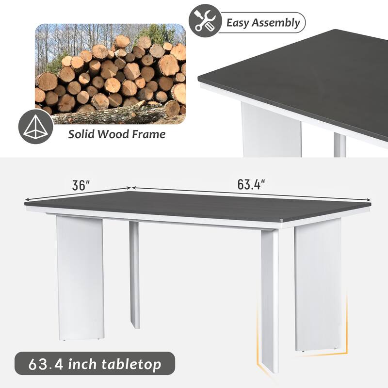 7-Piece Dining Table Set with 6 Upholstered Chairs, Solid Wood Farmhouse Design, Space-Saving, Modern Style for Dining Room