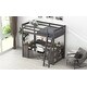 preview thumbnail 5 of 15, Full Size Loft Bed with U-shaped Desk and Storage Shelves,Minimalist Design