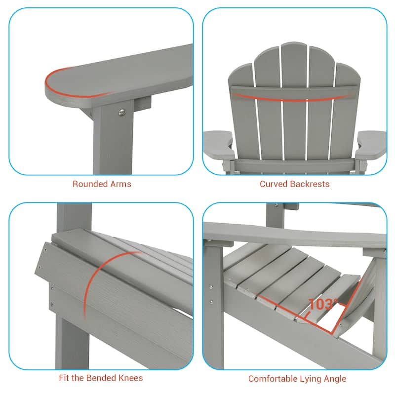 BONOSUKI Outdoor Adirondack Chair,HIPS Wooden-Like Finish Single Chair