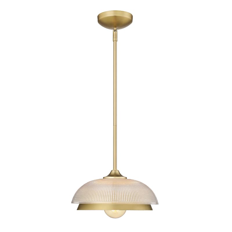 Crawford 1-Light Mini Pendant - Brushed Champagne Bronze with Retro Prism Glass