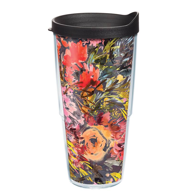 Tervis Kelly Ventura Floral Collection Made in USA Double Walled Insulated Travel Tumbler, Bright Floral - 24oz - Classic