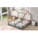 preview thumbnail 16 of 22, Metal Twin House Beds, 2 in 1 Design with Guardrails, Black