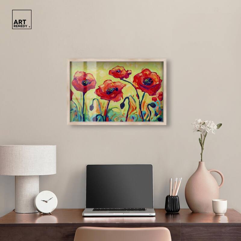 Red Poppy Field II Shadowbox by Art Remedy
