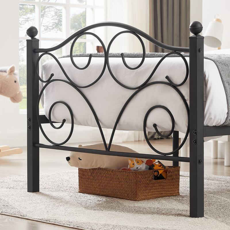 Metal Platform Bed Frame Graceful Scroll Black Iron Bed Frame No Box Spring Needed Platform Bed Frame