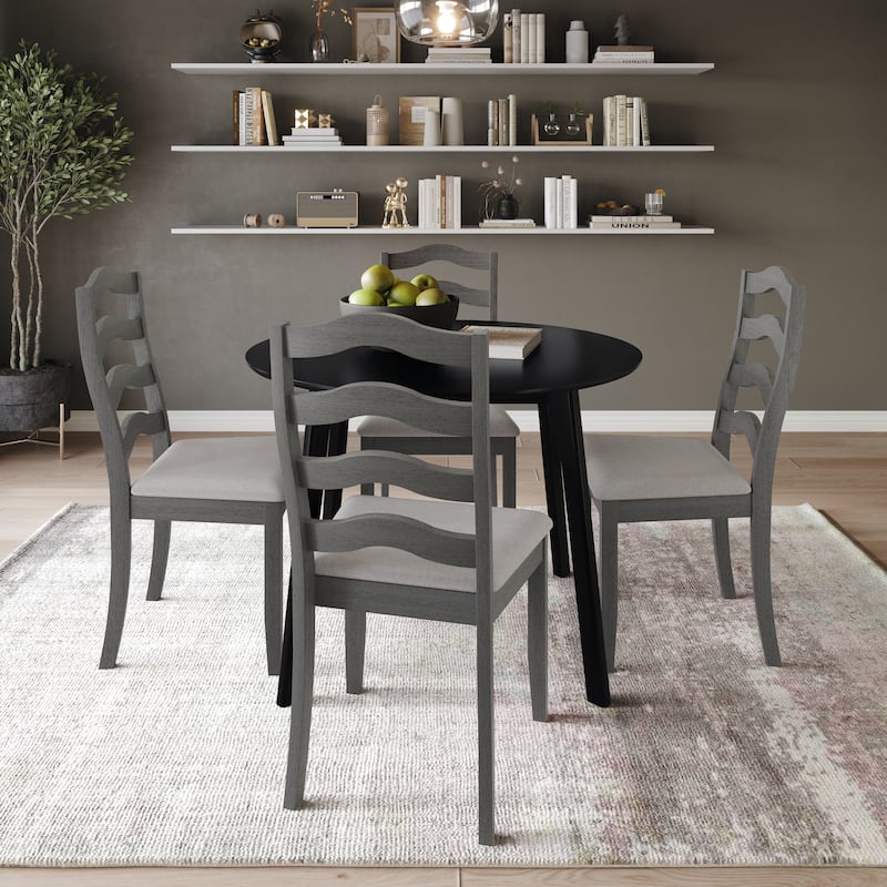 CraftPorch Sophistique 4-Piece Chair and Round Table Wooden Dining Set