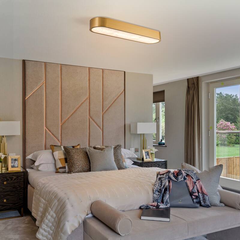 23.6" Dimmable Alabaster Marble LED Flush Mount Ceiling Light for Kitchen Bedroom