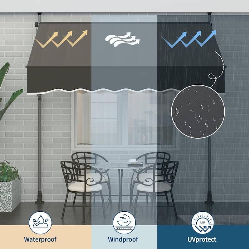 Outdoor Sunshade Shelter, Manual Patio Retractable Awning, UV Protection for Backyard Garden - N/A
