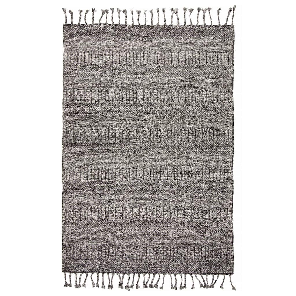 ECARPETGALLERY Braid weave Sienna Dark Grey Wool Rug - 5'1 x 7'6