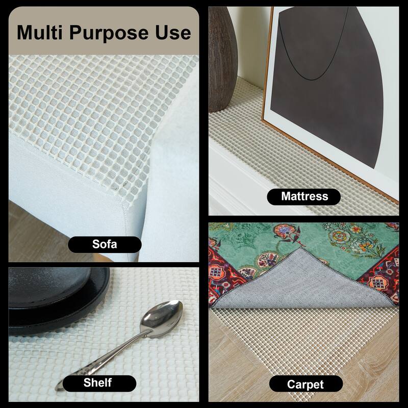 Non-Slip Gripper Mat Floor Protector Indoor Area Rug Pad - Beige