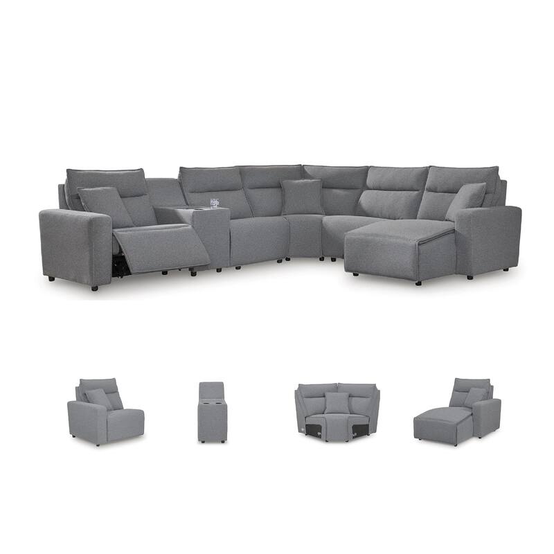Signature Design by Ashley Modmax Ii Gray 6-Piece Power Reclining Sectional - 143" W x 125" D x 41" H