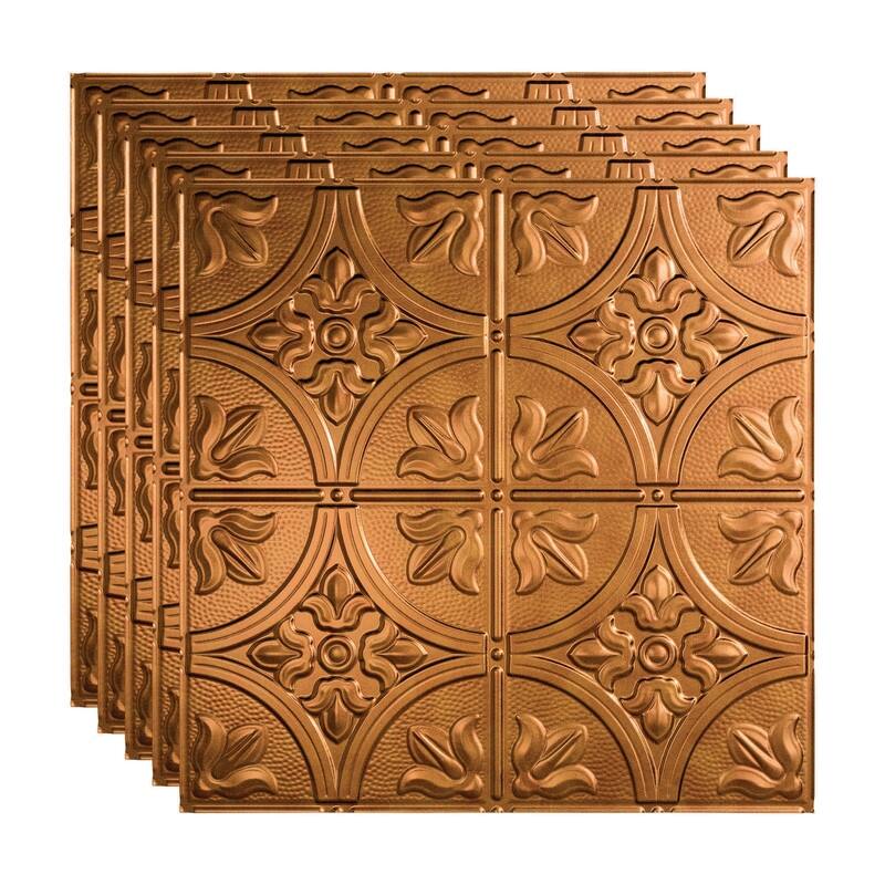 FASÄDE Traditional Style 2 Decorative Vinyl 2ft x 2ft Lay in Ceiling Panel in Antique Bronze (5 Pack) - 5 Pack - Antique Bronze
