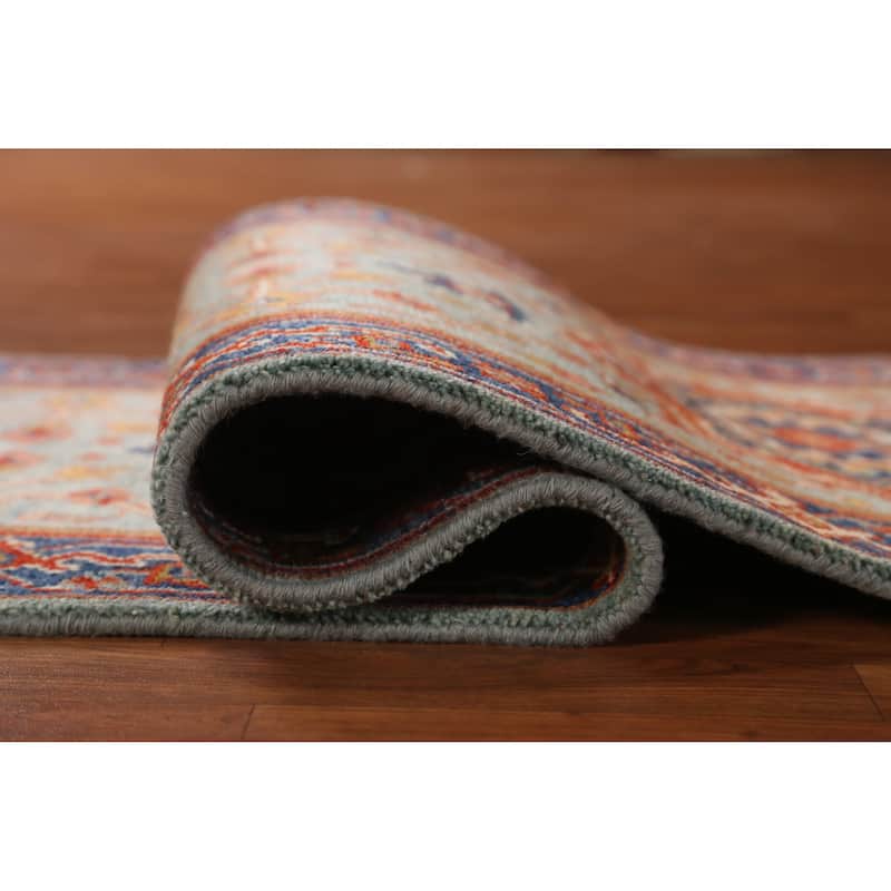 Heriz Serapi Indian Runner Rug Handmade Geometric Wool Carpet - 2'6" x 8'0"