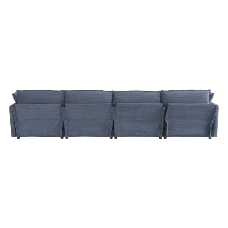 Modern Sofa Modular Sofa Couch Upholstered Corduroy L-Shape Sectional Sofa with Side Storage Pockets for Living Room