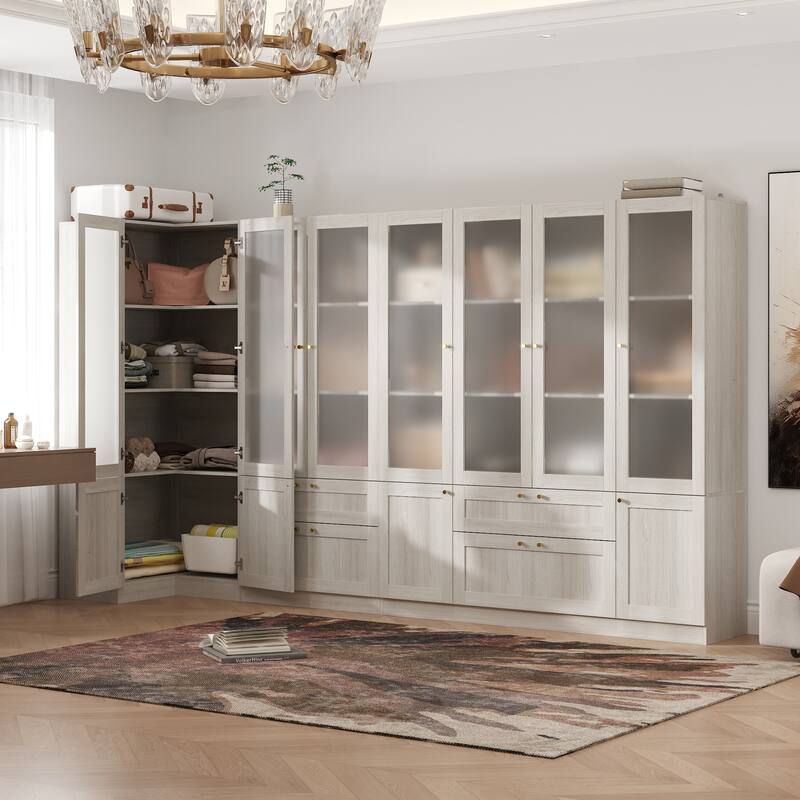 Elegant White Modular Bookcase: Stylish and Flexible Storage Solution for Your Home - 1+2+3(126"W)