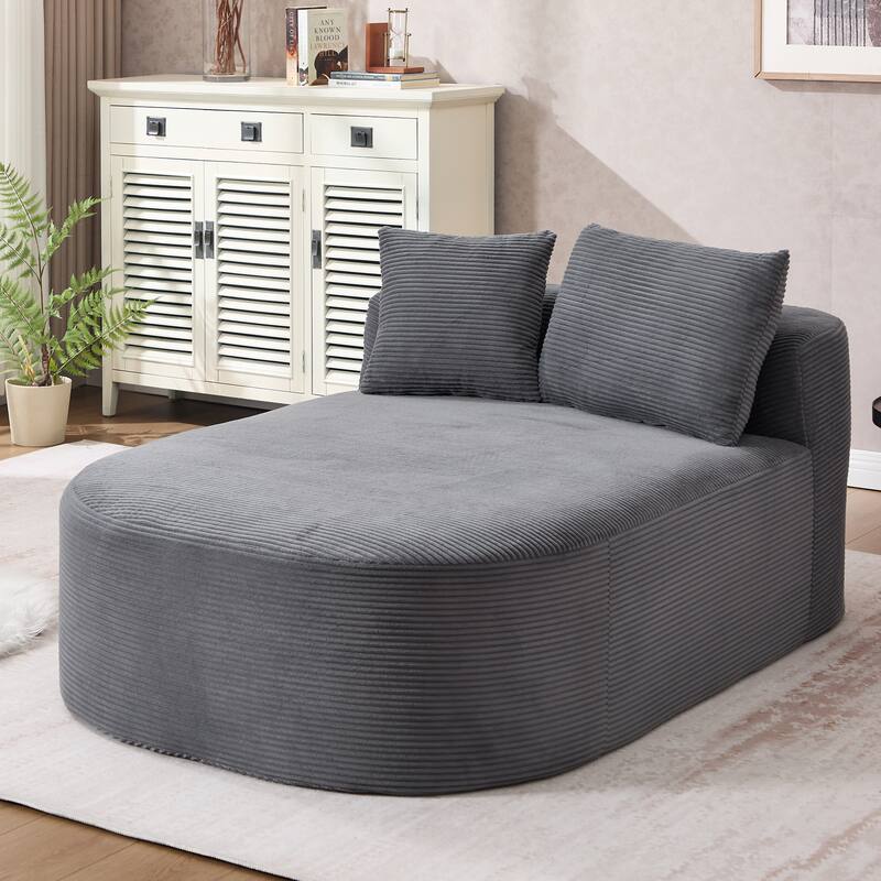67.5''Chaise Lounge Chair 46'' Wide Seat Indoor Corduroy Oversized Sleeper Sofa - DARK GREY