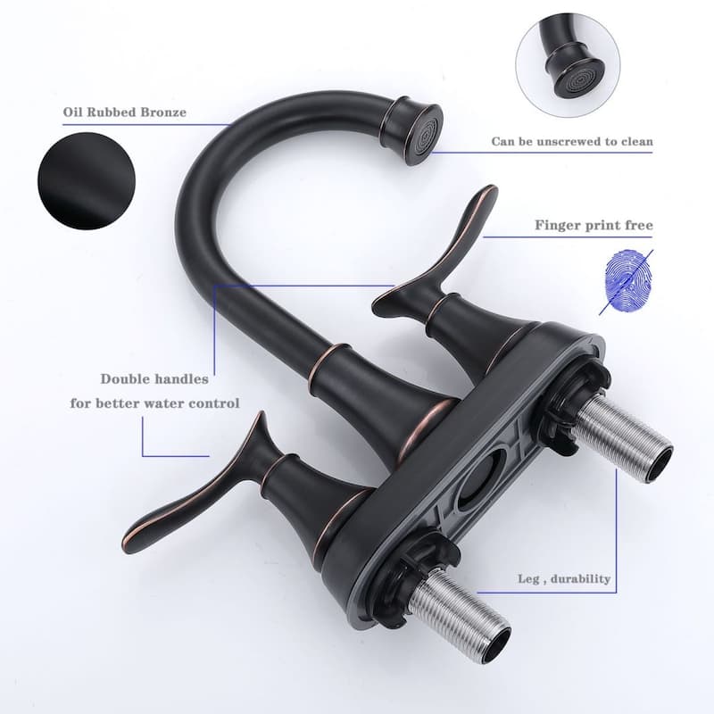 2 4" Bathroom Faucets with Pop-Up Drain and Water Hose