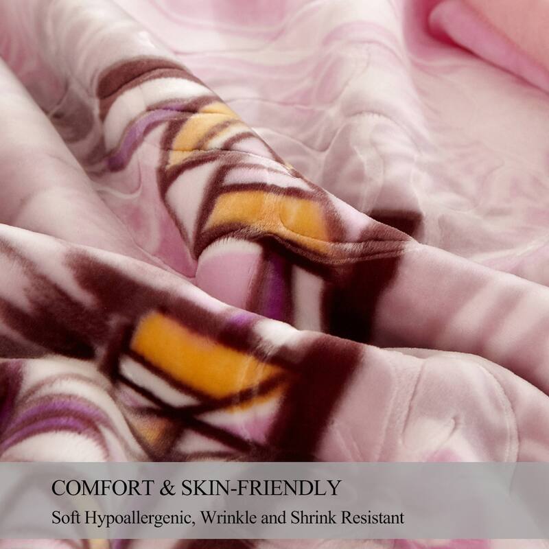Korean-style 2-ply Printed Pattern Plush Mink Fleece Blanket