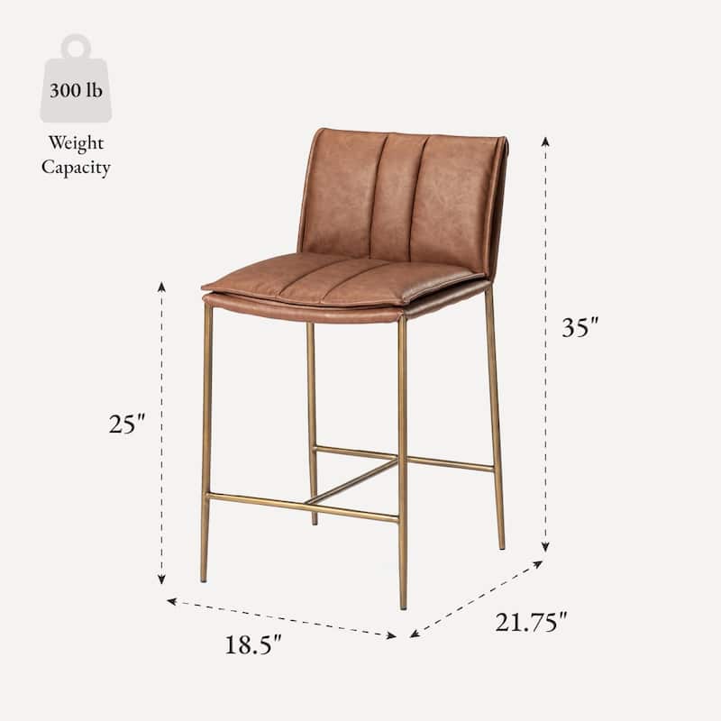 Maven Lane Gerard Bar Metal & Vegan Leather Kitchen Dining Stool