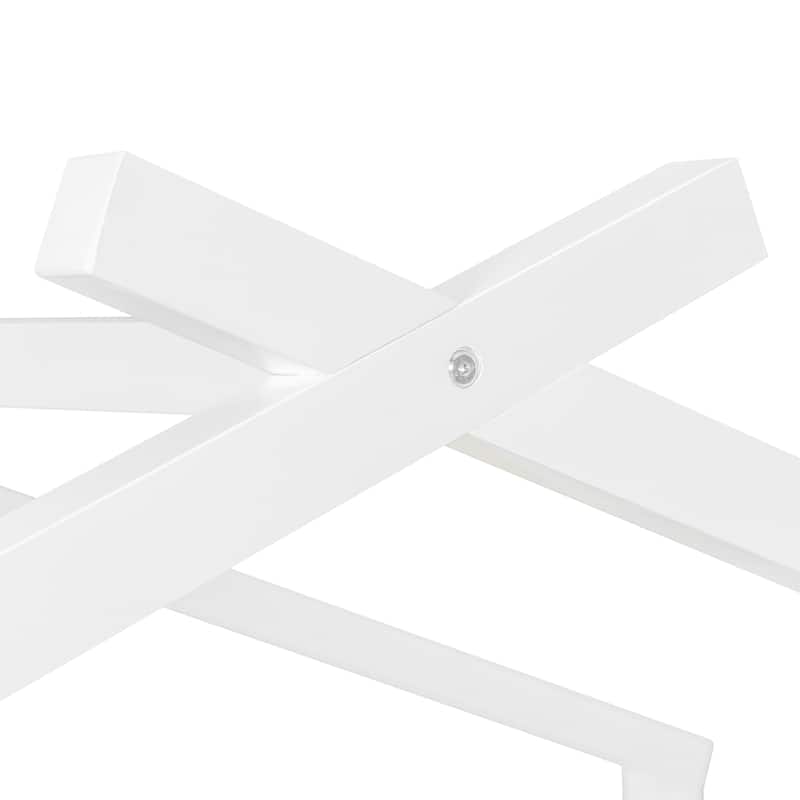 Twin Size Wooden House Bed with Pull-Out Trundle, White